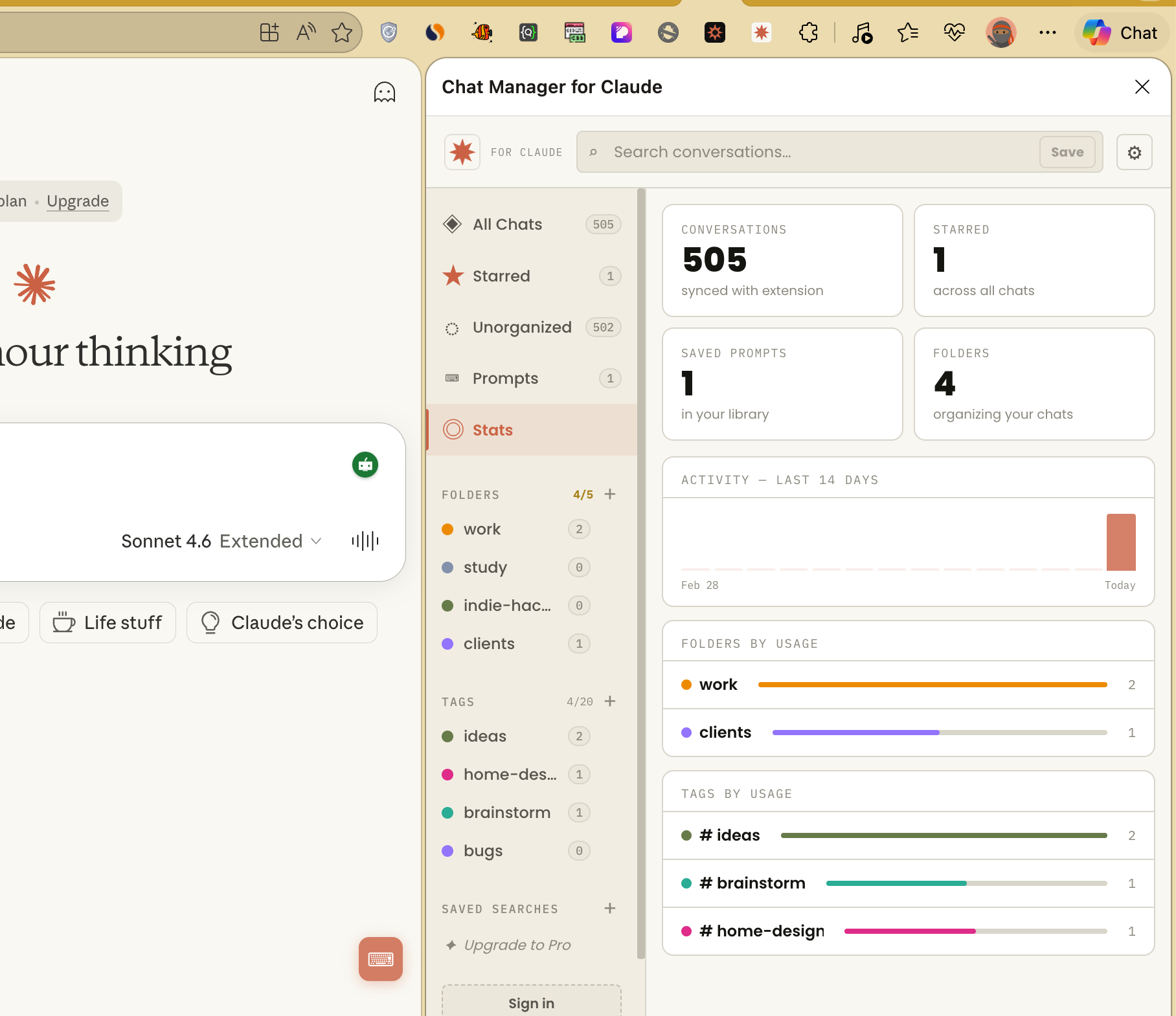 Chat Manager — Usage stats view